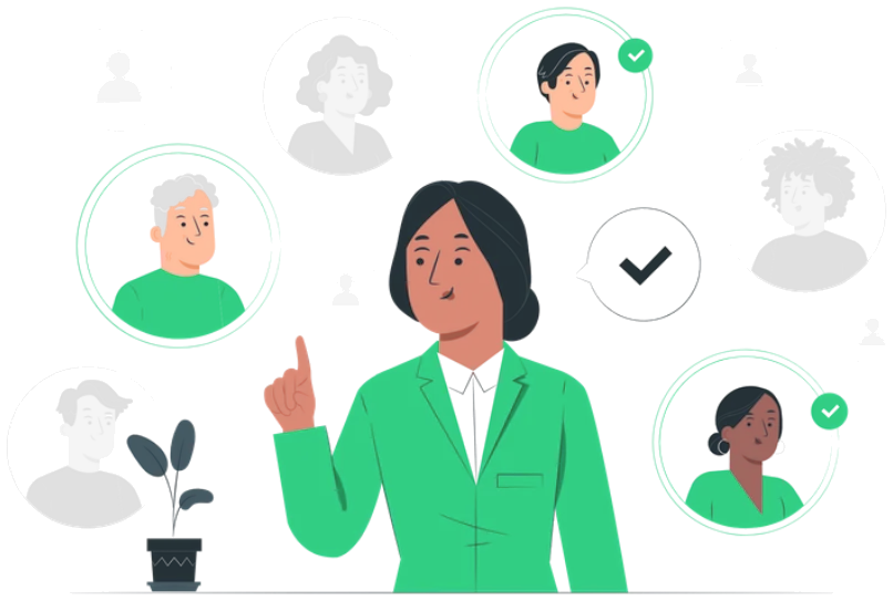 Une dirigeante entourée de collaborateurs qui adhèrent au projet