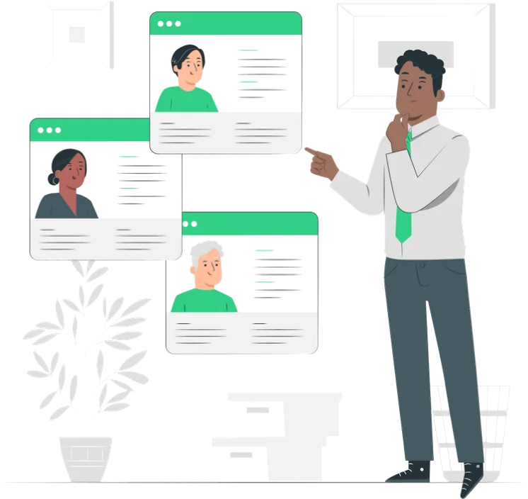 Manager analysant des profils de collaborateurs